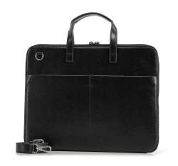Damska torba na laptopa 13” skórzana slim, czarno-srebrny, 95-4E-648-11, Zdjęcie 1