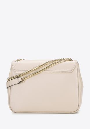 Leather flap bag with stitch detail, light beige, 96-4E-627-9, Photo 1