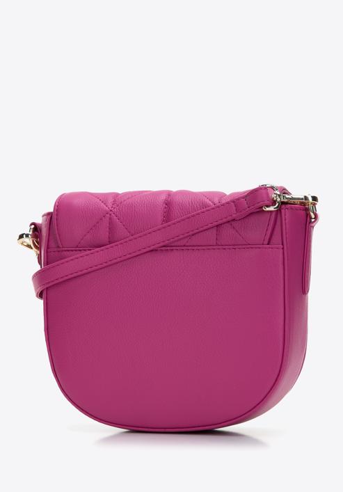 Damska torebka saddle bag z pikowanej skóry, różowy, 97-4E-012-0, Zdjęcie 2