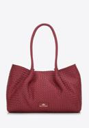 Leather woven shopper bag, cherry, 97-4E-025-5, Photo 2
