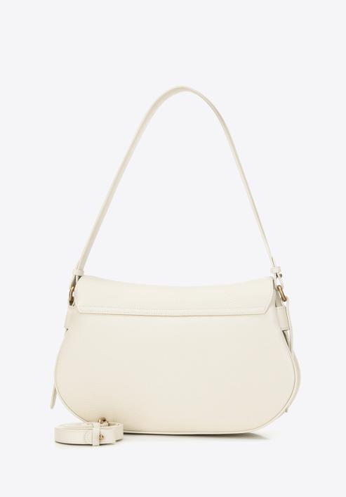 Women's leather handbag with rounded flap, cream, 98-4E-216-0, Photo 2