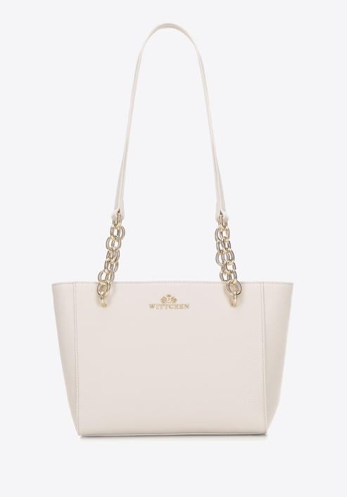 Small leather chain shopper bag, cream-gold, 98-4E-611-1S, Photo 2