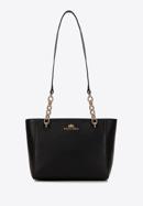 Small leather chain shopper bag, black-gold, 98-4E-611-1G, Photo 2