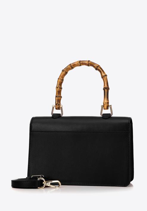 Leather mini tote bag with decorative handle, black, 98-4E-622-0, Photo 2