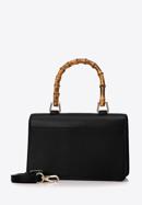Leather mini tote bag with decorative handle, black, 98-4E-622-1, Photo 2