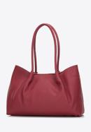 Leather woven shopper bag, cherry, 97-4E-025-3, Photo 3