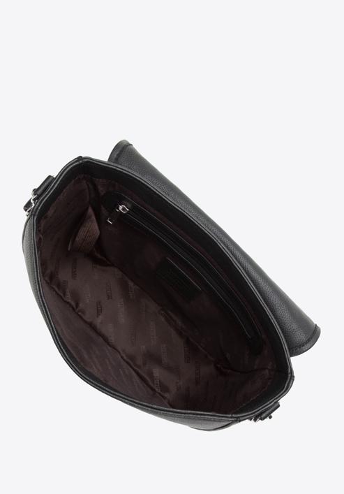 Women's woven leather crossbody bag, black-silver, 97-4E-026-3, Photo 3