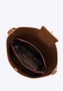 Torebka kubełek skórzana minimalistyczna z etui, brązowy, 98-4E-200-1, Zdjęcie 3