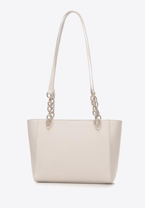Small leather chain shopper bag, cream-gold, 98-4E-611-1S, Photo 3