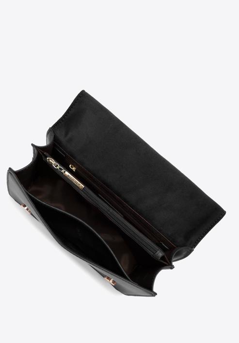Leather mini tote bag with decorative handle, black, 98-4E-622-0, Photo 3