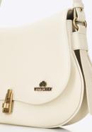 Women's leather handbag with rounded flap, cream, 98-4E-216-5, Photo 4