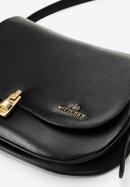 Women's leather handbag with rounded flap, black, 98-4E-216-5, Photo 4