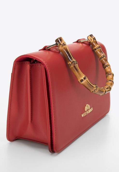 Leather mini tote bag with decorative handle, red, 98-4E-622-0, Photo 4