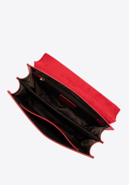 Damska listonoszka skórzana na łańcuszku klasyczna, czerwony, 98-4E-624-6, Zdjęcie 4