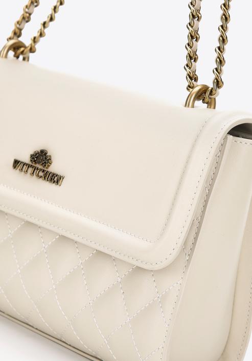 Quilted leather flap bag, cream, 98-4E-209-1, Photo 5