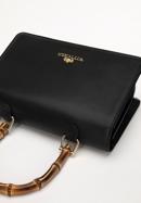 Leather mini tote bag with decorative handle, black, 98-4E-622-1, Photo 5
