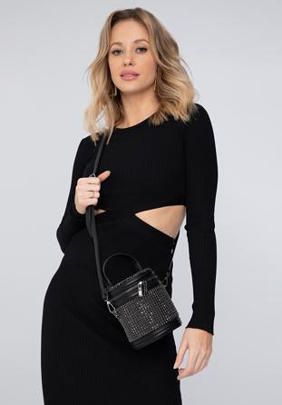 Rhinestone bucket bag, black, 98-4Y-020-1, Photo 1