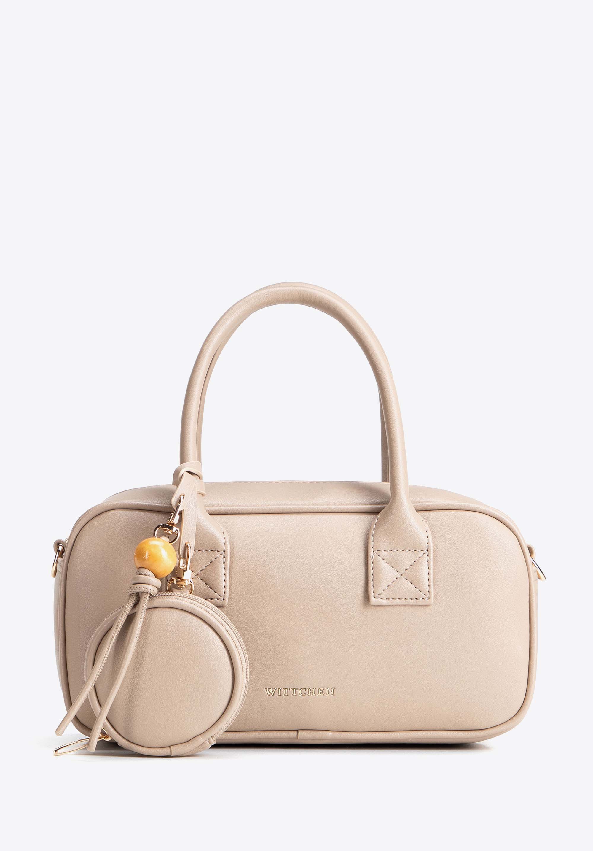 Women's tote bag with detachable pouch and tassel, beige, 103-4Y-523-9, Photo 1