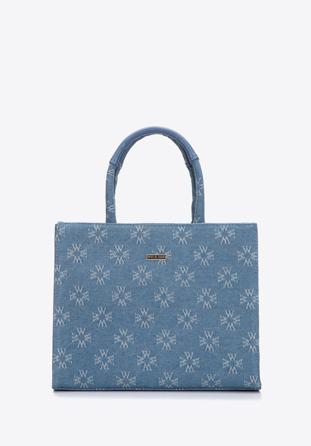 Monogram denim tote bag, blue, 97-4Y-214-7, Photo 1