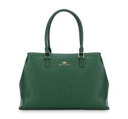 Leather classic tote bag, green, 95-4E-616-Z, Photo 1