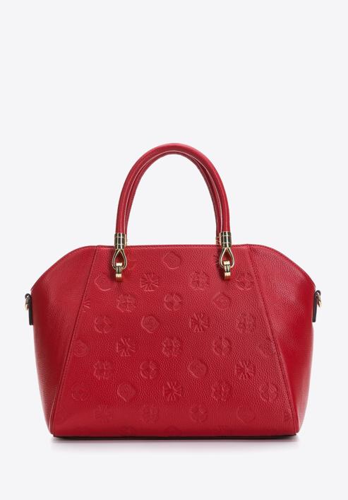 Leather monogram tote bag, red, 97-4E-625-P, Photo 1