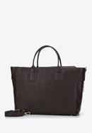 Leather tote bag with side pocket, dark brown, 95-4E-020-4, Photo 2