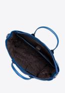 Torebka kuferek skórzana z boczną kieszonką, ciemnoniebieski, 95-4E-020-N, Zdjęcie 3
