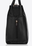 Leather tote bag with side pocket, black, 95-4E-020-4, Photo 4