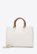 Leather tote bag with wood-effect handles, cream, 98-4E-623-1, Photo 2