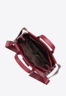 Torebka kuferek skórzana z ozdobnymi paskami, ciemny czerwony, 95-4E-640-3, Zdjęcie 3