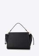 Leather tote bag with strap details, black, 98-4E-208-0, Photo 2