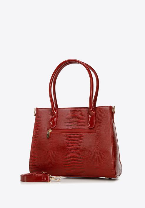 red leather shoulder handbag