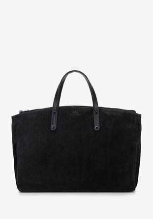 Leather tote bag with removable pouch, black, 95-4E-018-1, Photo 1