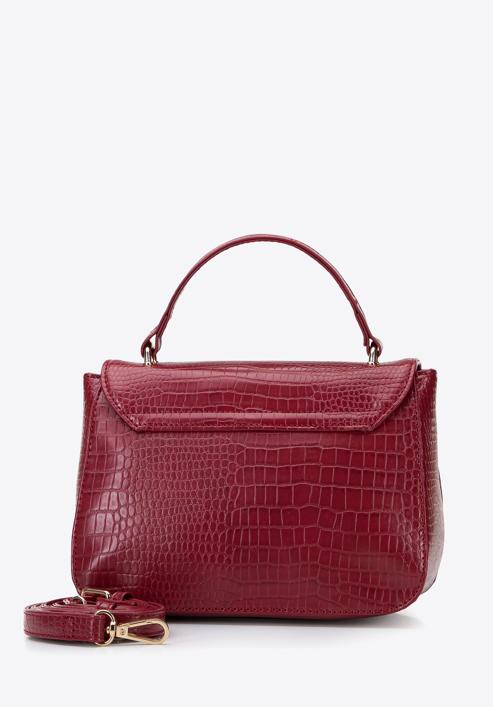 Croc print faux leather tote bag, dar red, 95-4Y-511-3, Photo 2