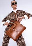 Croc-print faux leather tote bag, brown, 97-4Y-217-3, Photo 15