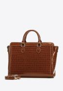 Croc-print faux leather tote bag, brown, 97-4Y-217-3, Photo 2