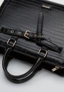 Croc-print faux leather tote bag, black, 97-4Y-217-3, Photo 4