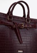Croc-print faux leather tote bag, plum, 97-4Y-217-4, Photo 4
