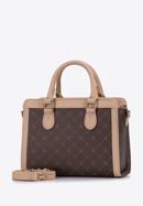 Monogram saffiano-textured faux leather tote bag, brown, 97-4Y-201-4, Photo 2