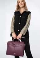 Saffiano-textured faux leather tote bag, plum, 97-4Y-219-F, Photo 15