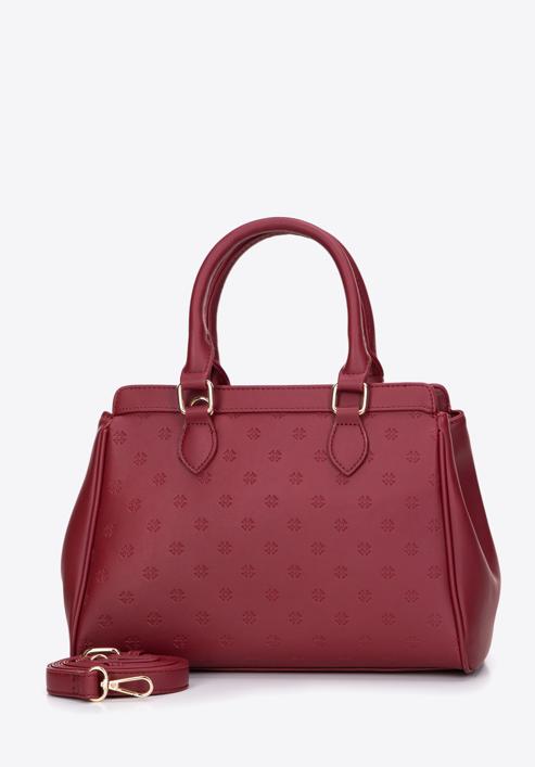 Faux leather monogram tote bag, red, 97-4Y-225-1, Photo 2