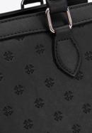 Faux leather monogram tote bag, black, 97-4Y-225-7, Photo 4