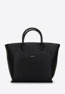 Faux leather winged tote bag, black, 97-4Y-251-9, Photo 1
