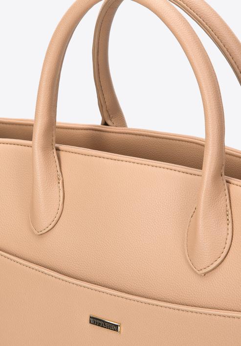 Faux leather winged tote bag, beige, 97-4Y-251-9, Photo 4