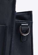 Faxu leather tote bag with geometric buckle, navy blue, 97-4Y-757-N, Photo 4