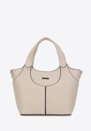 Faux leather tote bag, light beige, 98-4Y-602-1, Photo 1