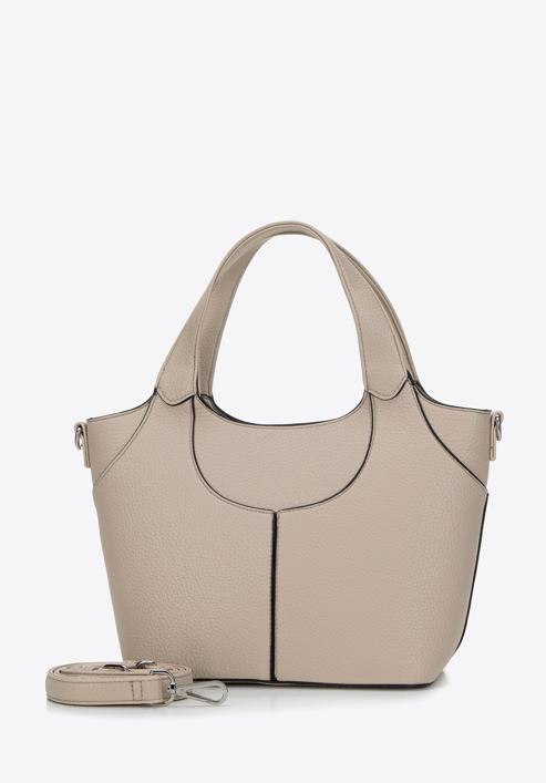 Faux leather tote bag, light beige, 98-4Y-602-V, Photo 2