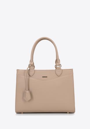 Faux leather tote bag, beige, 96-4Y-611-F, Photo 1