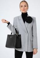 Faux leather woven handle hobo bag, black, 97-4Y-514-4, Photo 15