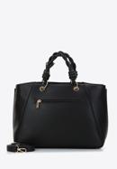 Faux leather tote bag with braided handles, black, 97-4Y-615-7, Photo 2